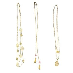Three Gold Plated Costume Jewelry Necklaces
